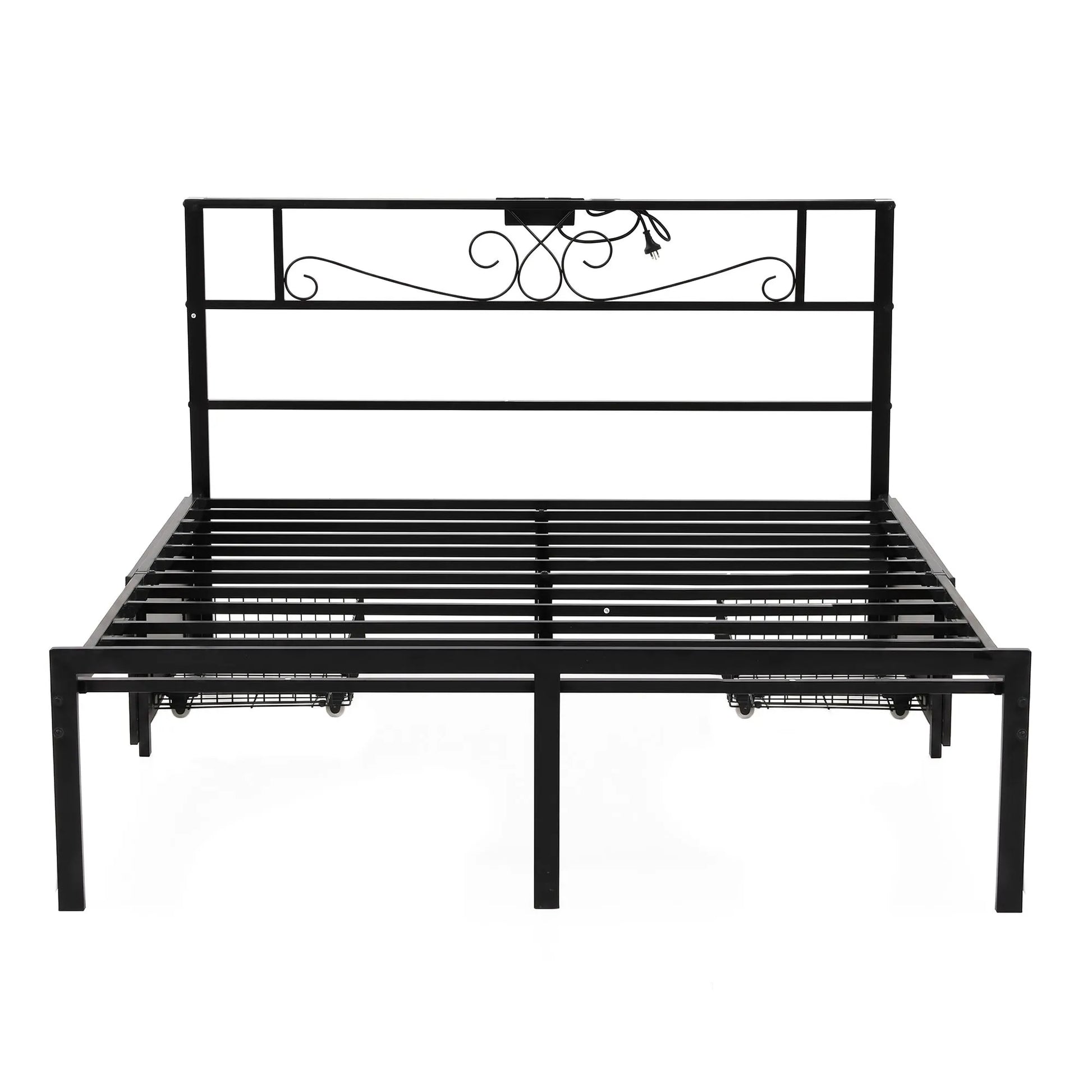 Artiss Queen Bed Frame with Charging Station & Storage Drawers Metal - Image 4