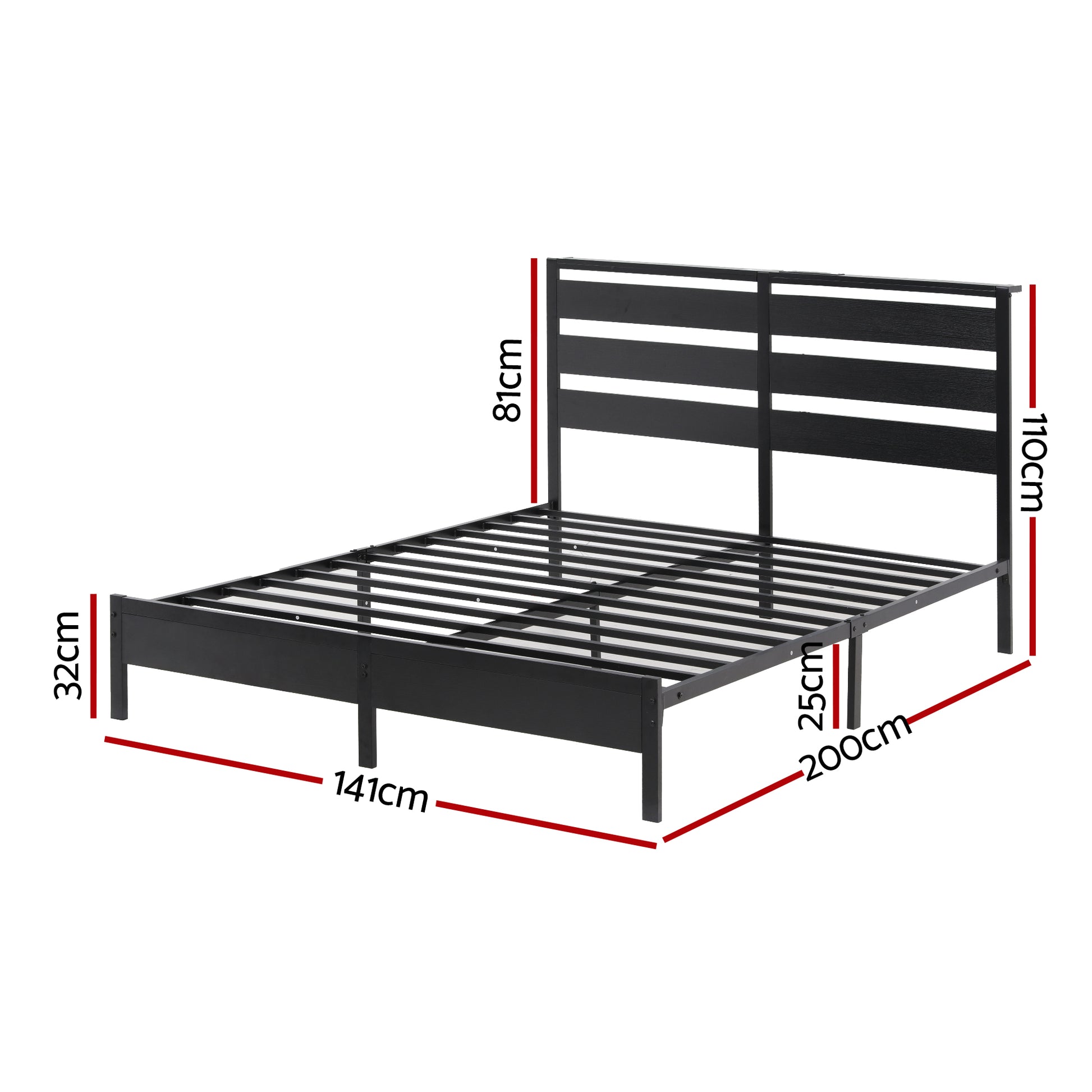 Artiss Bed Frame Double Size LED Metal Bed Base with Charging Station - Image 2