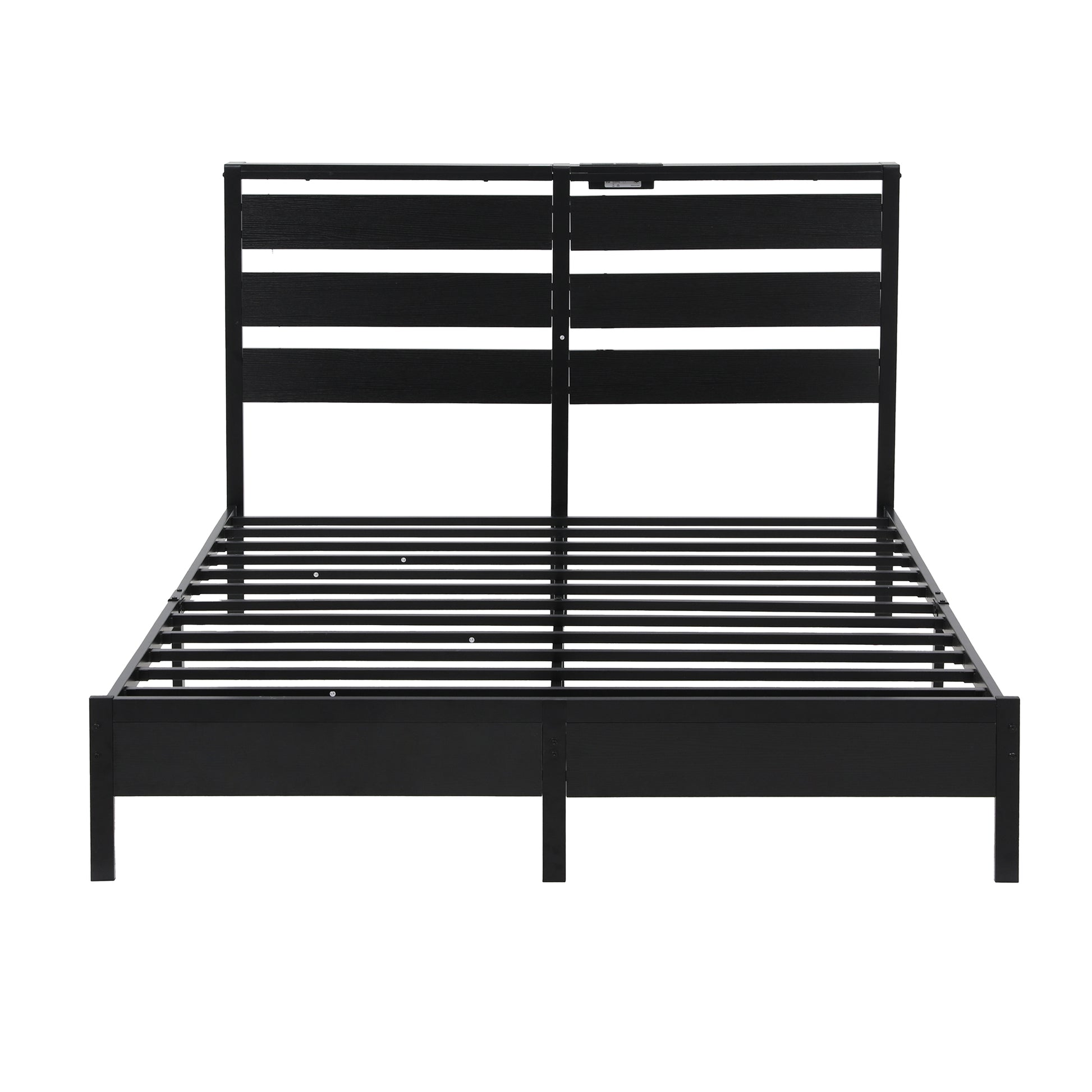 Artiss Bed Frame Double Size LED Metal Bed Base with Charging Station - Image 3