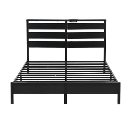 Artiss Bed Frame Double Size LED Metal Bed Base with Charging Station - Image 3