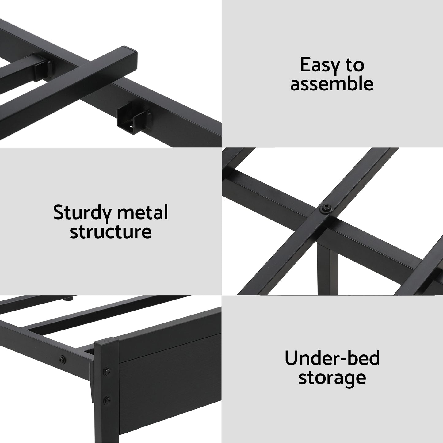 Artiss Bed Frame Double Size LED Metal Bed Base with Charging Station - Image 6
