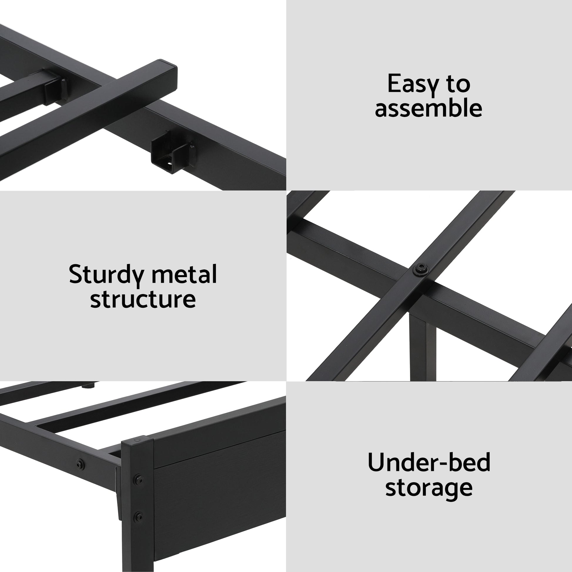 Artiss Bed Frame Double Size LED Metal Bed Base with Charging Station - Image 6