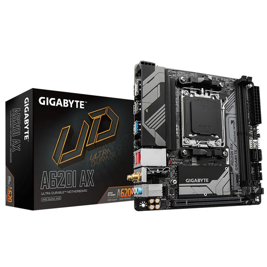 Gigabyte M/B A620I AX 1.0, AMD AM5, 2 x DDR5 up to 128 GB,  1 x HDMI, 1 x PCI Express x16, 1 x M....