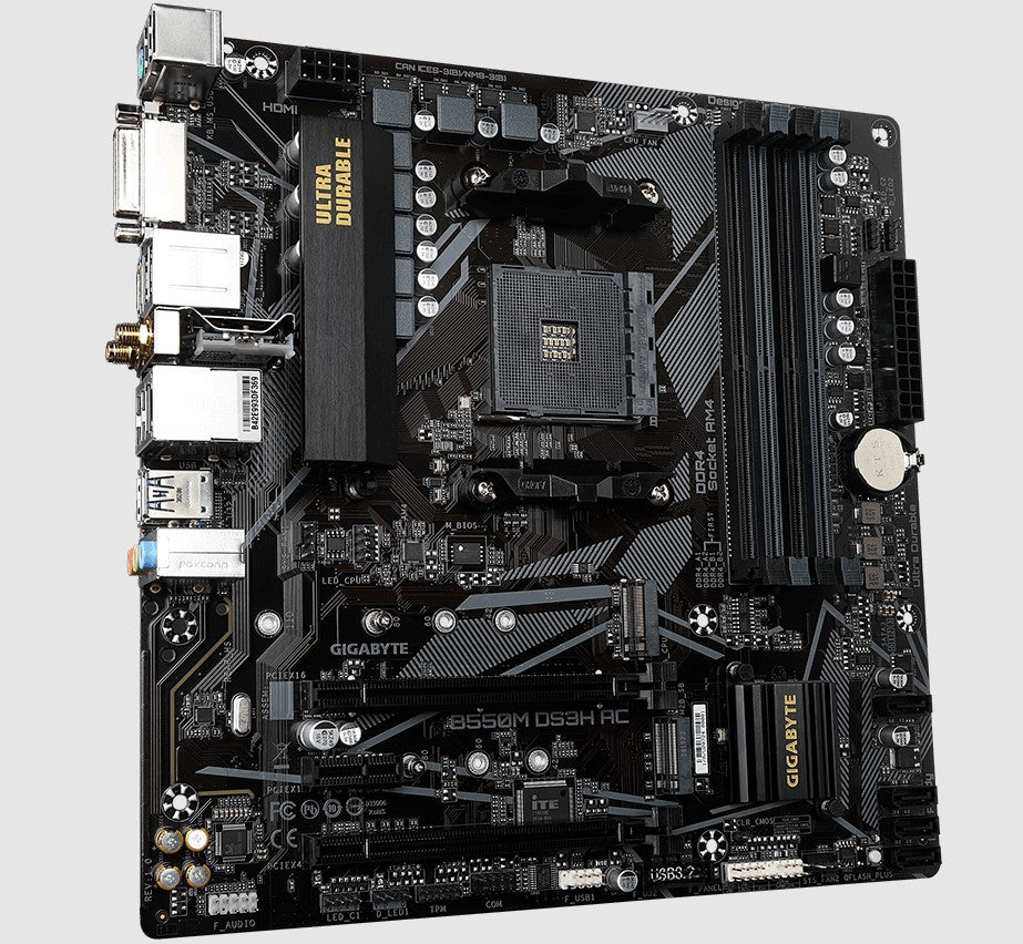 Gigabyte B550M DS3H AC AM4 Ryzen mATX Motherboard, 4x DDR4, 3x PCI-e, 2x M.2, 4x SATA III, RAID 0... - Image 2