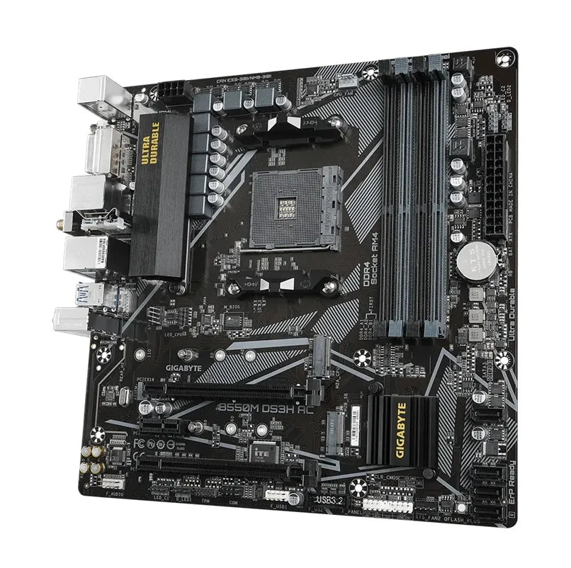 Gigabyte B550M DS3H AC AM4 Ryzen mATX Motherboard, 4x DDR4, 3x PCI-e, 2x M.2, 4x SATA III, RAID 0... - Image 3