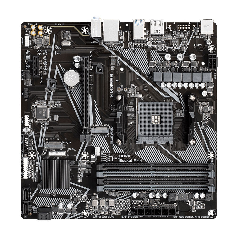 Gigabyte B550MK AMD AM4 M-ATX Motherboard 4x DDR4~128GB,1x PCIe x16, 1 x PCIe x1, 2x M.2, 4x SATA... - Image 4