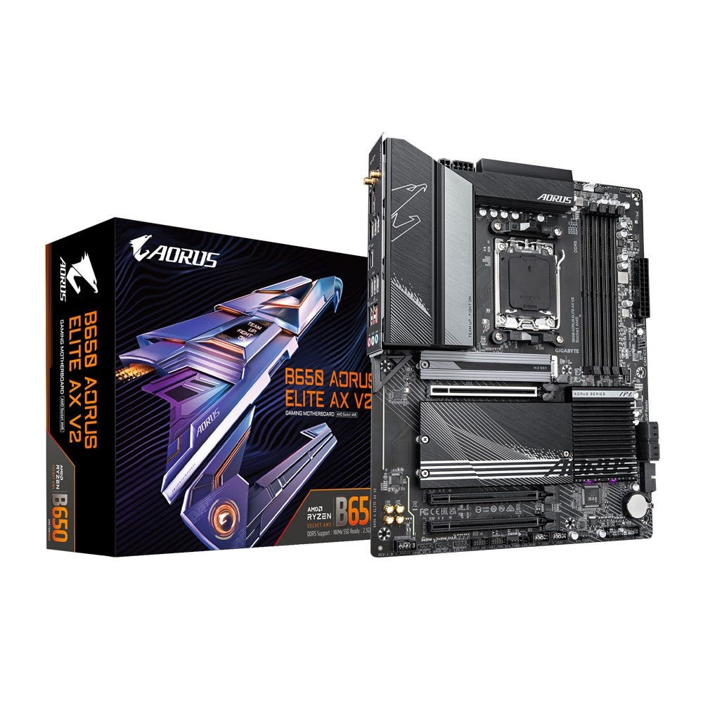 Gigabyte B650 AORUS ELITE AX V2 AMD AM5 ATX Motherboard 4x DDR5~128GB,3x PCIe x16, 3x M.2, 4x SAT...