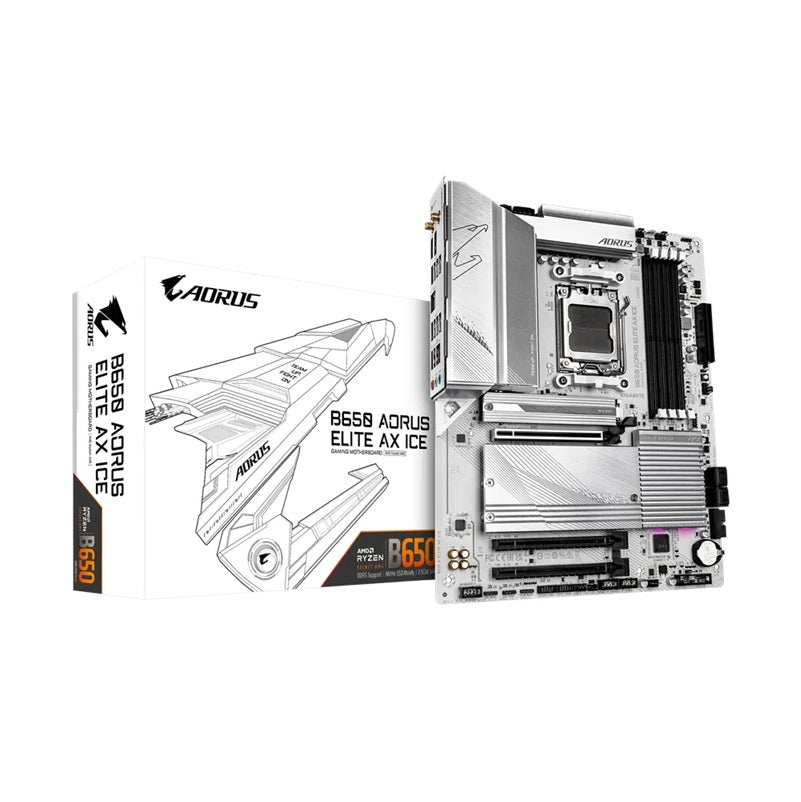 Gigabyte B650 AORUS ELITE AX ICE AMD B650 AM5 ATX Motherboard 4x DDR5~192GB,3x PCIe x16, 3x M.2,...