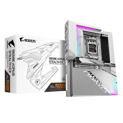 Gigabyte B650E AORUS STEALTH ICE AMD AM5 ATX Motherboard 4x DDR5~256GB,1x PCIe x16, 3x M.2, 4x SA...