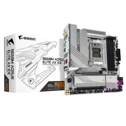 Gigabyte B650M AORUS ELITE AX ICE AMD B650 AM5 ATX Motherboard 4x DDR5~256GB,1x PCIe x16, 2x M.2,...