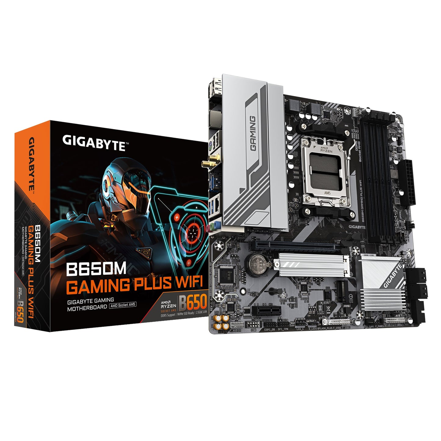 Gigabyte B650M GAMING PLUS WIFI, AMD AM5, 4 x DDR5up to 256 G, 1 x HDMI, 1 x PCI Express x16, 2 x...