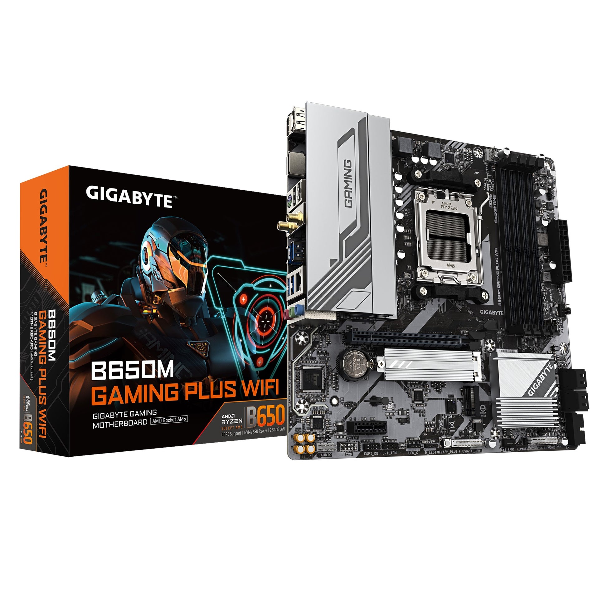 Gigabyte B650M GAMING PLUS WIFI, AMD AM5, 4 x DDR5up to 256 G, 1 x HDMI, 1 x PCI Express x16, 2 x...