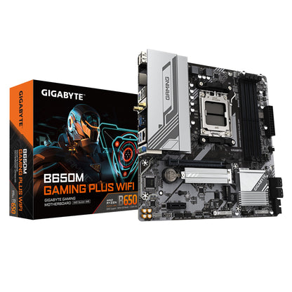 Gigabyte B650M GAMING PLUS WIFI, AMD AM5, 4 x DDR5up to 256 G, 1 x HDMI, 1 x PCI Express x16, 2 x...