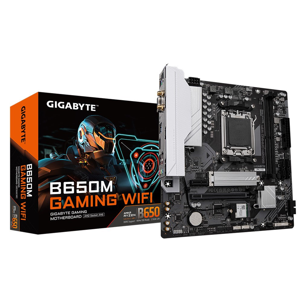 Gigabyte B650M GAMING WIFI, AMD AM5, 2 x DDR5 up to 128 GB, 1 x HDMI, 	1 x PCI Express x16, 1 x P...