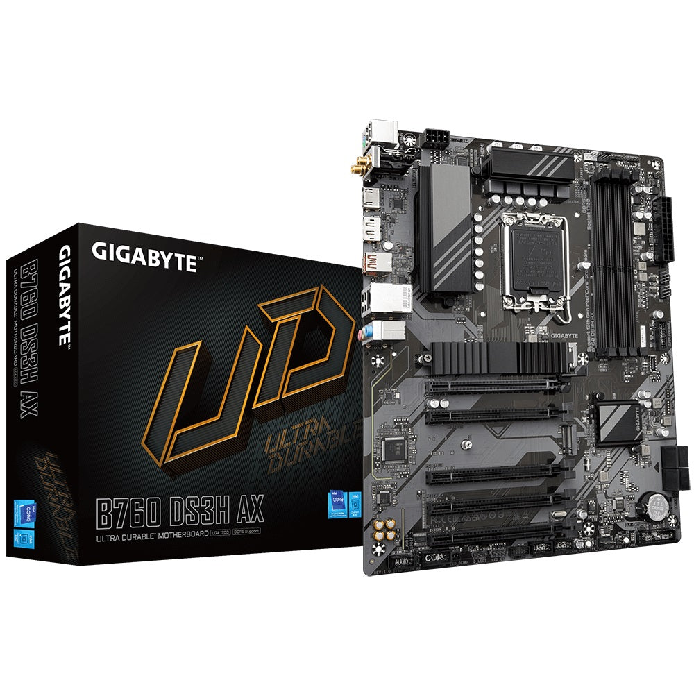Gigabyte B760 DS3H AX Intel LGA 1700 ATX Motherboard, 4x DDR5 ~128GB, 5x PCI-E x16, 2x M.2, 4x SA...