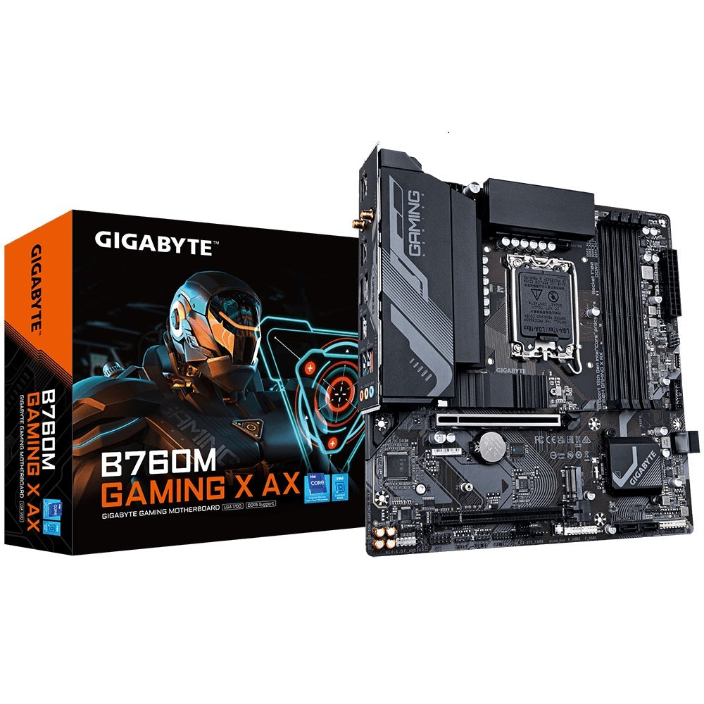 Gigabyte B760M Gaming X AX Intel LGA 1700 m-ATX Motherboard, 4x DDR5 ~128GB, 1x PCI-E x16, 1x PCI...