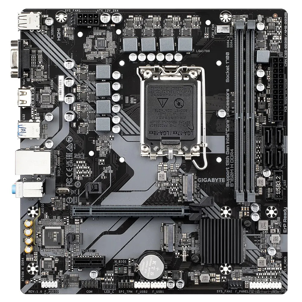 Gigabyte B760M H DDR4 Intel LGA 1700 m-ATX Motherboard, 2x DDR4 ~64GB, 1x PCI-E x16, 2x M.2, 4x S... - Image 2