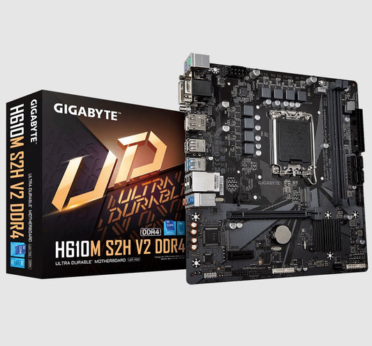 Gigabyte H610M S2H V2 DDR4 Motherboard with 6+1+1 Hybrid Phases Digital VRM Design, PCIe 4.0* Des...