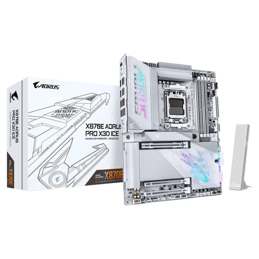 Gigabyte X870E A PRO X ICE: AM5, DDR5 256GB, ALC1220, 5GbE LAN, Q-Flash, Smart Backup, GCC, ATX,...