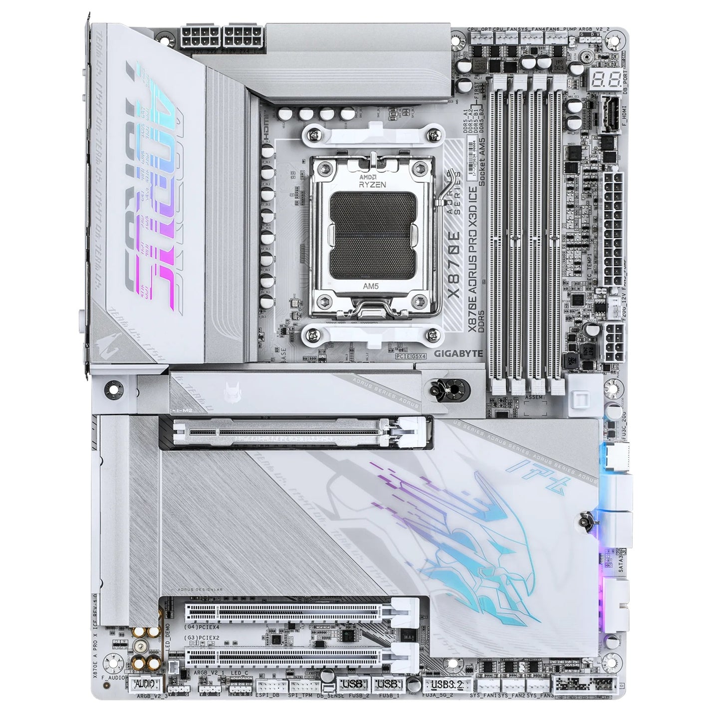 Gigabyte X870E A PRO X ICE: AM5, DDR5 256GB, ALC1220, 5GbE LAN, Q-Flash, Smart Backup, GCC, ATX,... - Image 2