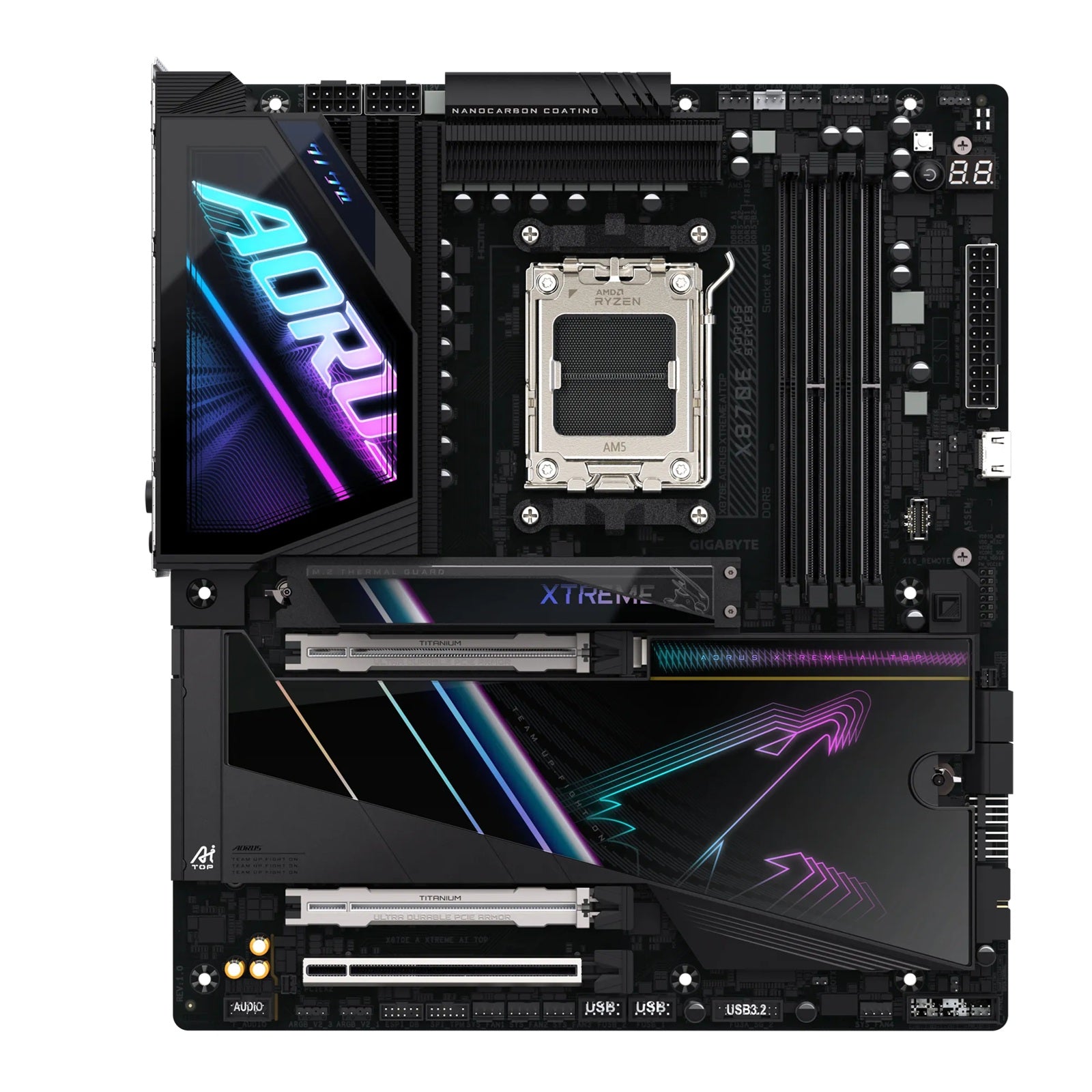 Gigabyte X870E AORUS XTREME AI TOP AMD AM5 ATX Motherboard 4x DDR5~256GB,3x PCIe x16, 4x M.2, 4x... - Image 2