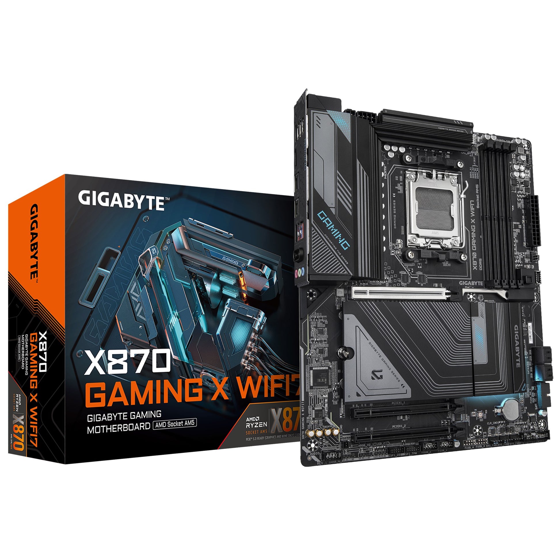 Gigabyte X870 GAMING X WIFI7 AMD AM5 ATX Motherboard 4x DDR5~256GB,3x PCIe x16, 3x M.2, 4x SATA 6...