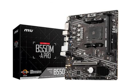 MSI B550M-A PRO Motherboard AMD Ryzen AM4, 2xDDR4, support up to 64GB, 1xPCIe 4.0/3.0 x16 slot, 2...