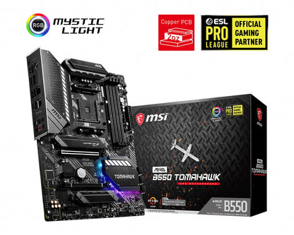 MSI MAG B550 TOMAHAWK ATX Motherboard, AMD Ryzen AM4, 4xDDR4, 1xPCIe4.0 x16slots, 2xPCIe3.0 x16sl...