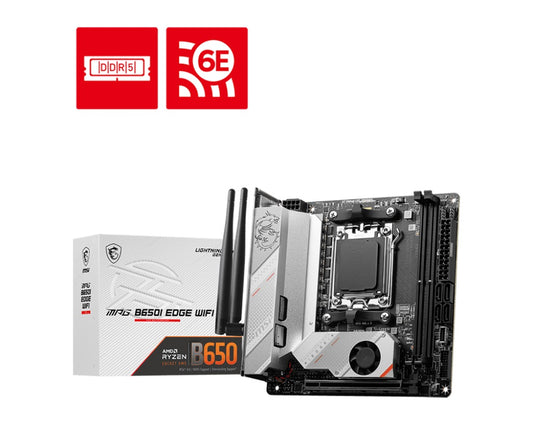 MSI MPG B650I EDGE WIFI AMD AM5 M-ITX Motherboard, 2x DDR5 ~64GB, 1x PCI-E x16, 2x M.2, 4x SATA,...
