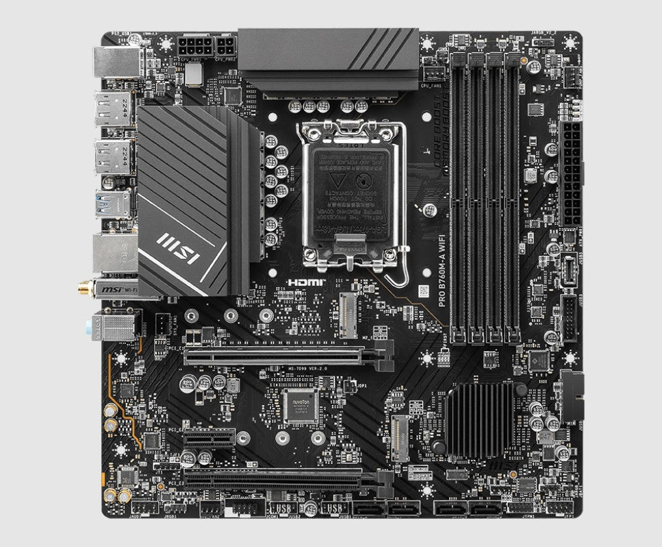MSI PRO B760M A WIFI ATX Motherboard, 4x DDR5~256GB, 2x HDMI™,  2x PCI-E x 16, 2x M.2, 4x SATA, 6... - Image 2
