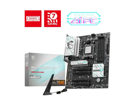 MSI B840 GAMING PLUS WIFI, AM5, 4x DDR5 256GB, 1x HDMI, 4x PCI-E x16 slot, 3x M.2, Wi-Fi 7 - Moth...
