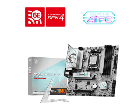 MSI B840M GAMING PLUS WIFI6E, AM5 ATX Motherboard, 4x DDR5 256GB, 1x HDMI, 2x PCI-E x16 slot, 2x...
