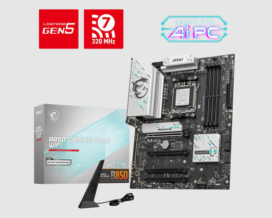 MSI B850 GAMING PLUS WIFI, AM5, 4x DDR5 256GB, 1x HDMI, 4x PCI-E x16 slot, 3x M.2, Wi-Fi 7 - Moth...