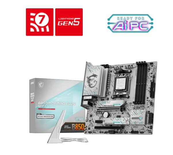 MSI B850M GAMING PLUS WIFI, AMD AM5, 4 x DDR5 up to 256 GB, 1 x HDMI, 2 x PCI Express x16, 2 x M....