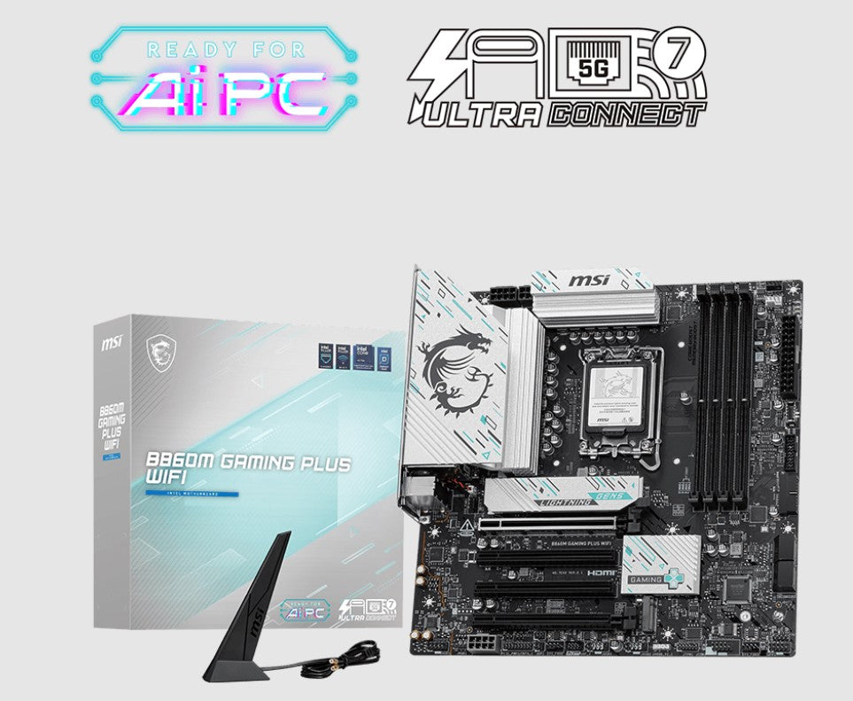 MSI B860M GAMING PLUS WIFI, INTEL B860, 4x DDR5 256GB, 1x HDMI, 4x PCI-E x16, 3x M.2, 4x SATA, 6x...