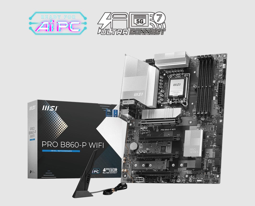 MSI PRO B860-P WIFI, INTEL B860, 4x DDR5 256GB, 1x HDMI, 4x PCI-E x16, 3x M.2, 4x SATA, 8x USB 2....