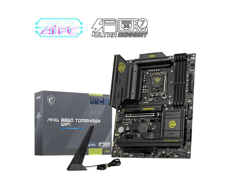 MSI MAG B860 TOMAHAWK WIFI, INTEL B860, 4x DDR5 256GB, 1x HDMI, 2x PCI-E x16 slot, 1x PCI-E x1, 3...