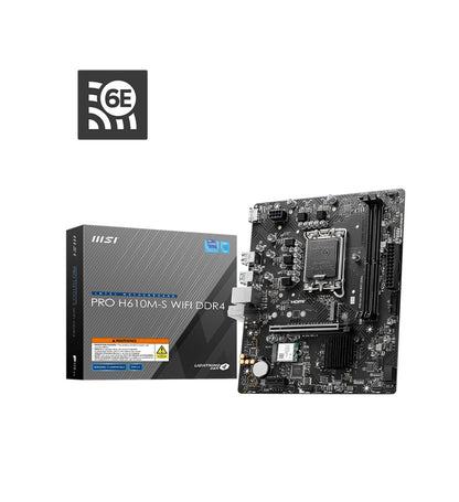 MSI PRO H610M-S WIFI DDR4 Intel LGA 1700 mATX Motherboard 2x DDR4~64GB,1x PCIe x16,1x PCIe x1,1x...