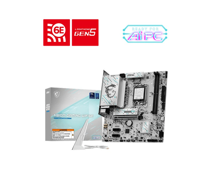 MSI H810M GAMING WIFI6E: LGA1851, Intel H810, DDR5 6400+, PCIe 5.0 x16, M.2 Gen4, Wi-Fi 6E, BT 5....