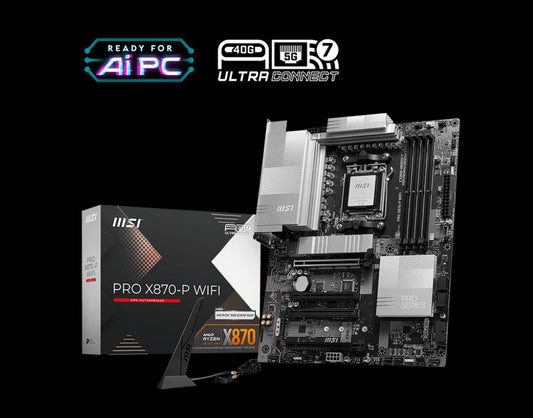 MSI PRO X870-P WIFI, AMD AM5 ATX Motherboard 4x DDR5~256GB, 4x PCIe x16, 3M.2, 4x USB 3.2,4x USB...