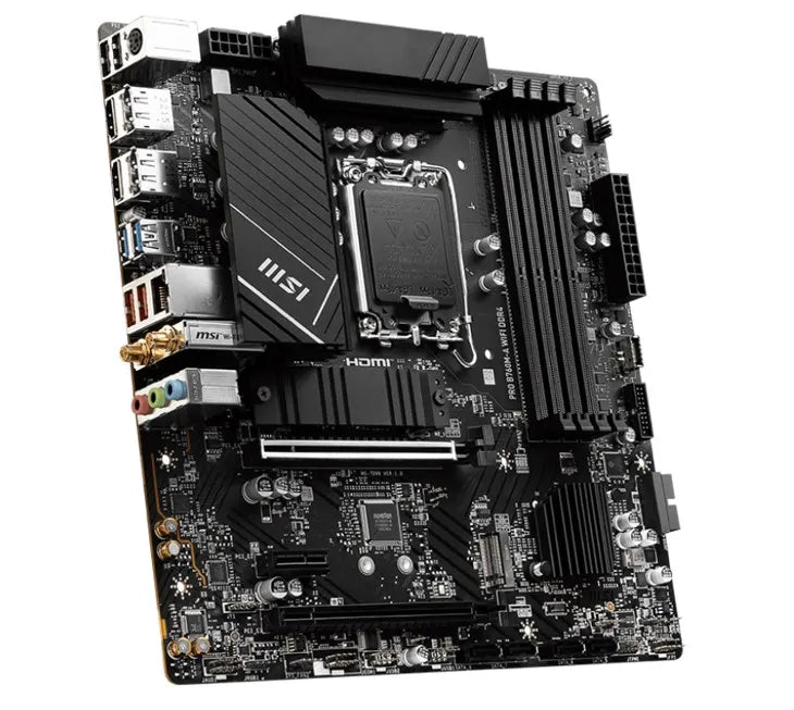 MSI PRO B760M-A WIFI DDR4 mATX Motherboard, 4x DDR4~128GB, 2x PCI-E x 16, 1x PCI-E x 1, 2x M.2, 4... - Image 3