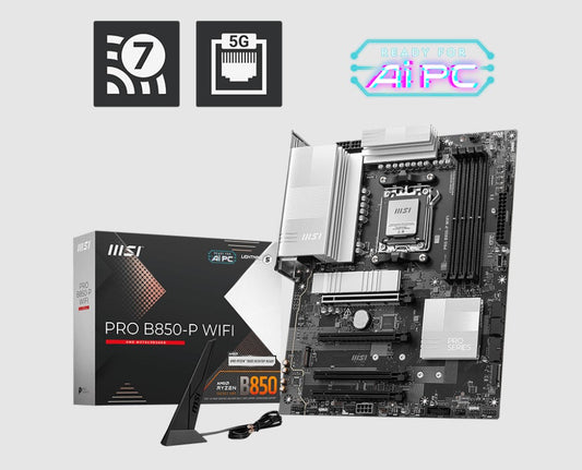 MSI PRO B850-P WIFI, AMD B850, 4x DDR5 256GB, 1x HDMI, 4x PCI-E x16 slot, 3x M.2, Wi-Fi 7 - Mothe...