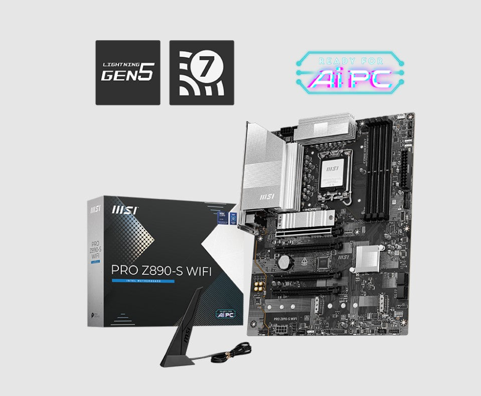 MSI PRO Z890-S WIFI, INTEL Z890, 4x DDR5 256GB, 1x HDMI, 4x PCI-E x16 slot, 3x M.2, 4x SATA, 4x U...