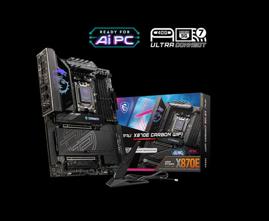MSI MPG X870E CARBON WIFI, AMD AM5 ATX Motherboard 4x DDR5~256GB, 3x PCIe x16, 4x M.2, 9x USB 3.2...