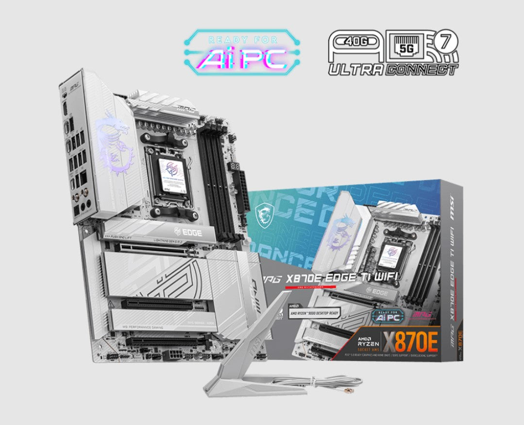 MSI MPG X870EEDGE TI WIFI, AMD AM5 ATX Motherboard 4x DDR5~256GB, 3x PCIe x16, 4x M.2, 8x USB 2.0...