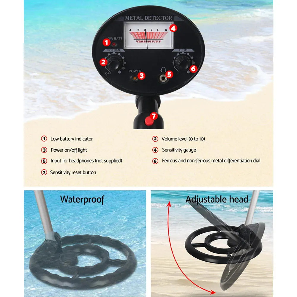 Metal Detector 180MM Deep Sensitive Water Resistant Treasure Hunter Gold Digger Black - Image 4