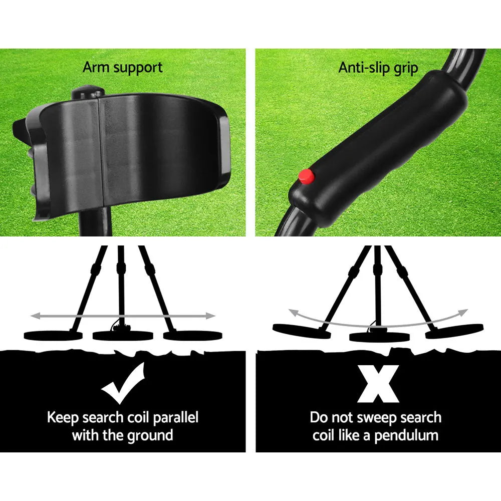 Metal Detector 180MM Deep Sensitive Water Resistant Treasure Hunter Gold Digger Black - Image 6