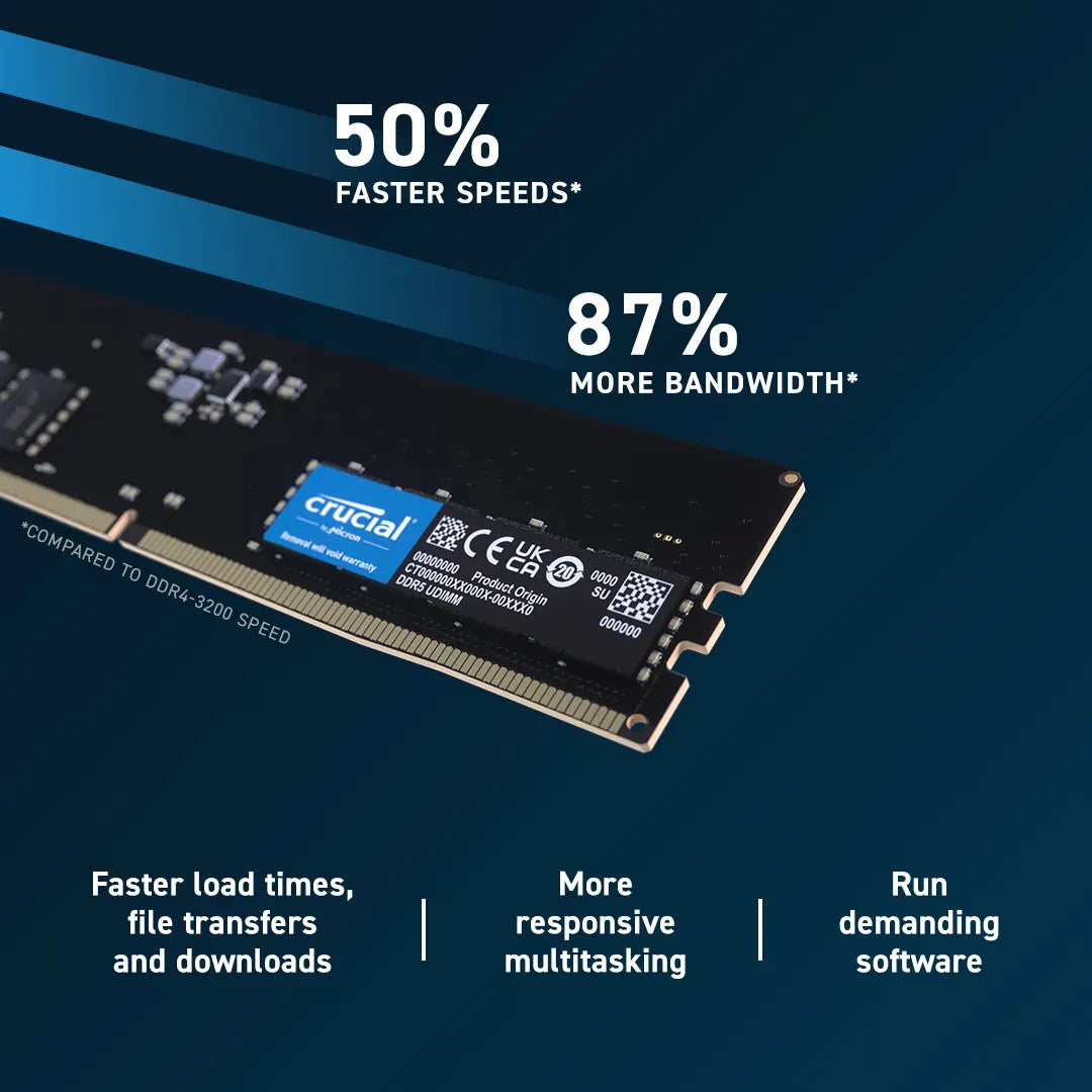 Crucial 16GB (1x16GB) DDR5 UDIMM 5600MHz CL46 Desktop PC Memory - Image 3