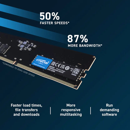 Crucial 16GB (1x16GB) DDR5 UDIMM 5600MHz CL46 Desktop PC Memory - Image 3