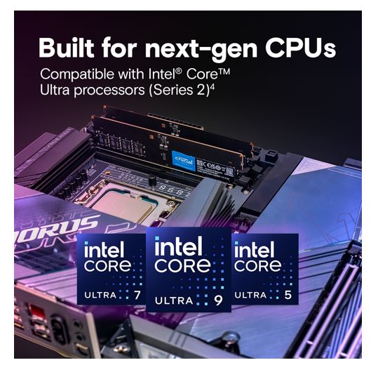 Crucial 32GB (1x32GB) DDR5 CUDIMM 6400MHZ CL52 Desktop PC Memory for Intel Core Ultra Processors... - Image 3